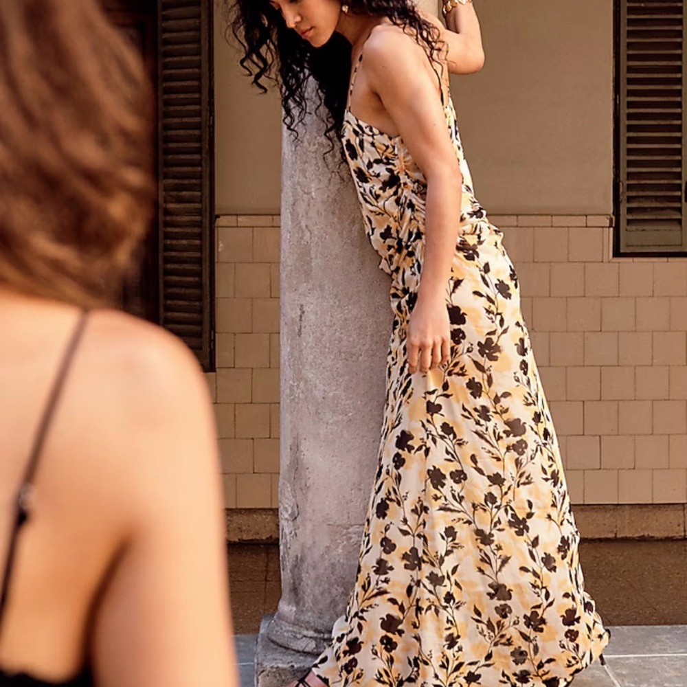 J. Crew Collection Ruched Maxi Floral Dress